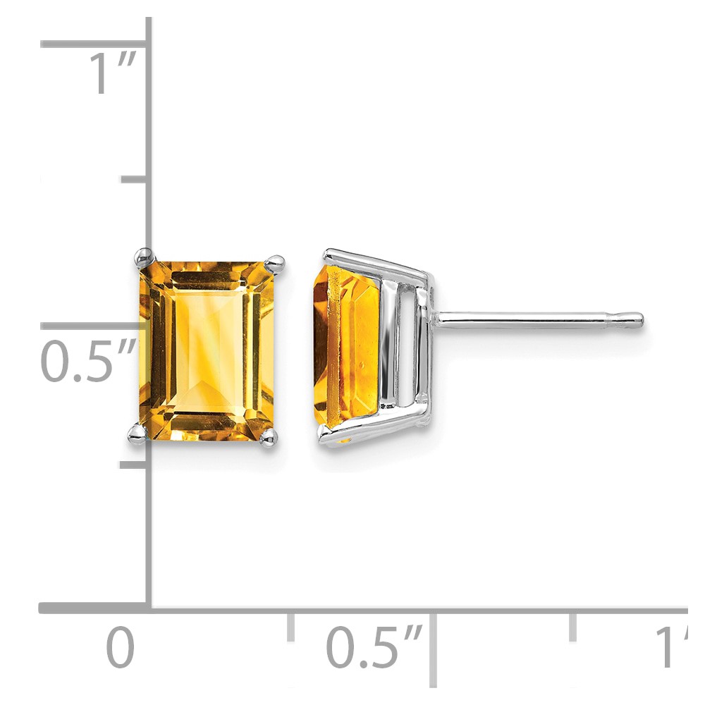 14k White Gold 8x6mm Emerald Cut Citrine Earrings (XE67WCI)
