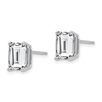 14K White Gold 8x 6mm Octagon Radiant-Cut Cubic Zirconia Post Earrings view 2