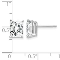 14K White Gold 8x 6mm Octagon Radiant-Cut Cubic Zirconia Post Earrings view 4