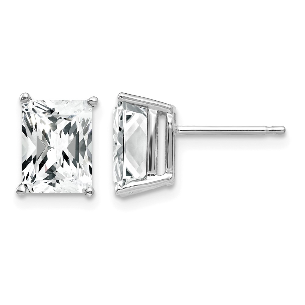 14K White Gold 8x 6mm Octagon Radiant-Cut Cubic Zirconia Post Earrings