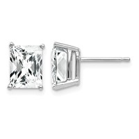14K White Gold 8x 6mm Octagon Radiant-Cut Cubic Zirconia Post Earrings view 1