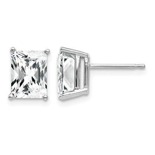 14K White Gold 8x 6mm Octagon Radiant-Cut Cubic Zirconia Post Earrings