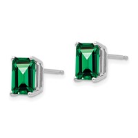 14K White Gold 8x6mm Emerald-cut Mount St. Helens Stud Post Earrings view 2