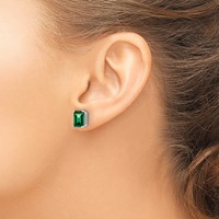 14K White Gold 8x6mm Emerald-cut Mount St. Helens Stud Post Earrings view 3
