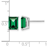 14K White Gold 8x6mm Emerald-cut Mount St. Helens Stud Post Earrings view 4