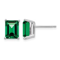 14K White Gold 8x6mm Emerald-cut Mount St. Helens Stud Post Earrings view 1