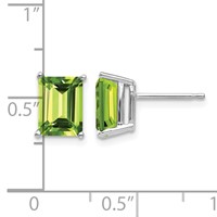 14K White Gold 8x 6mm Emerald-Cut Peridot Post Earrings view 4
