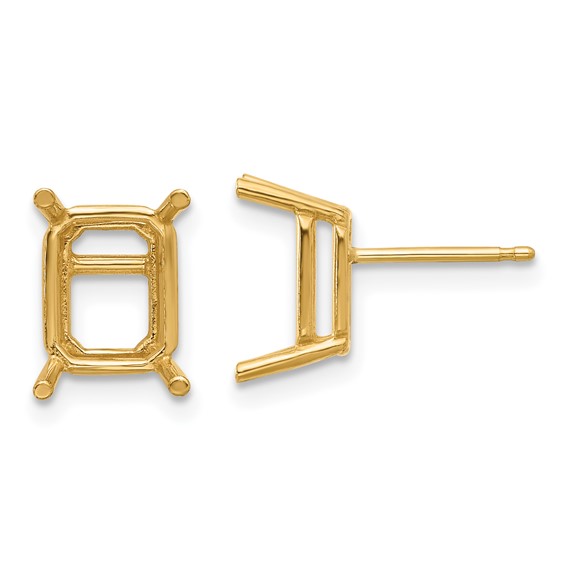 14k 9x7mm Emerald Post Earring Mountings