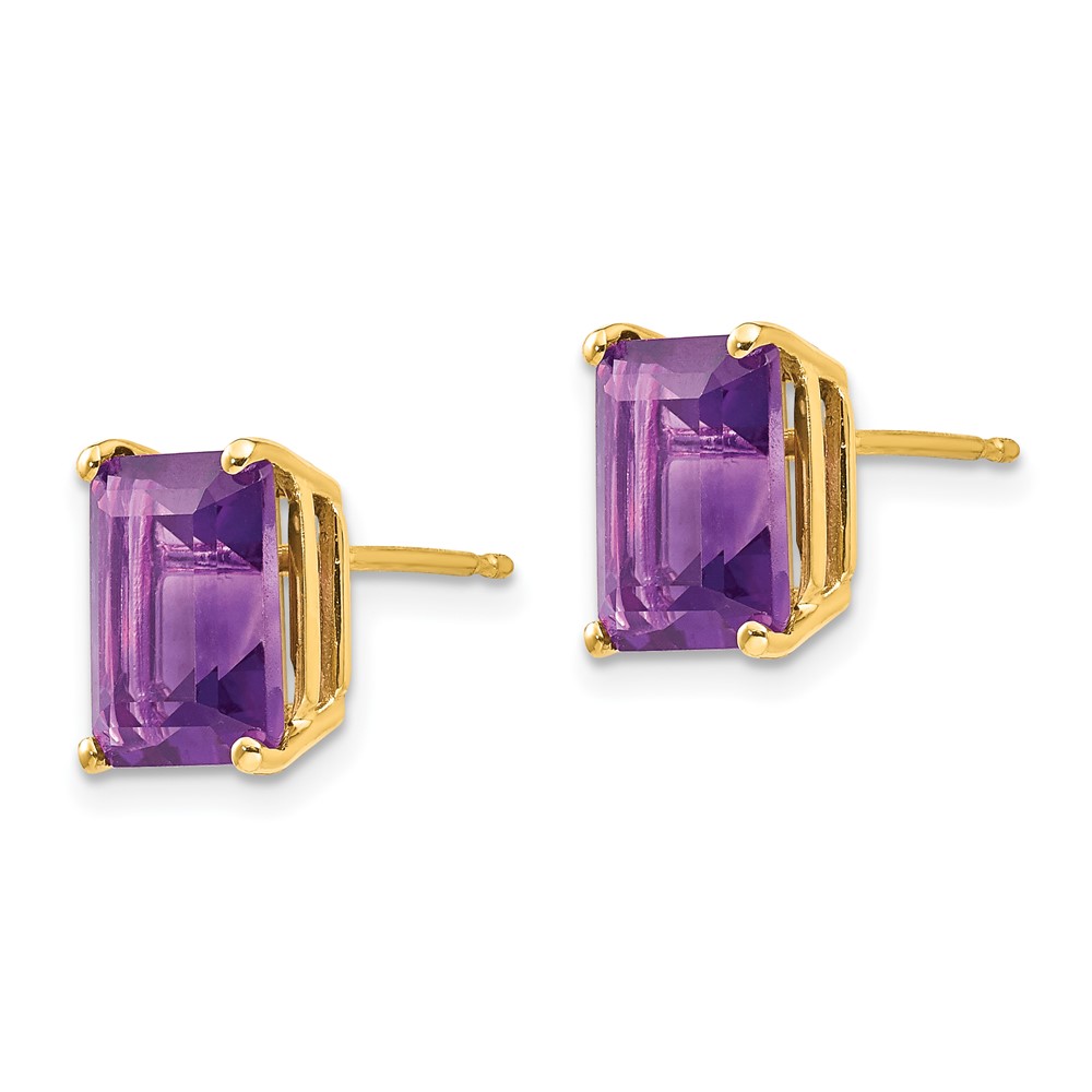 14k 9x7mm Emerald Cut Amethyst Earrings (XE68AM)