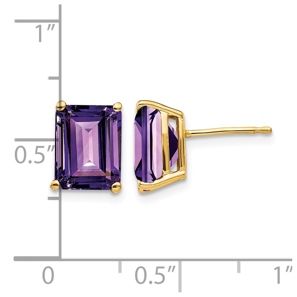 14k 9x7mm Emerald Cut Amethyst Earrings (XE68AM)