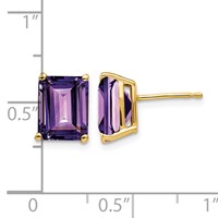 14K 9x7mm Emerald-Cut Amethyst Post Earrings view 4