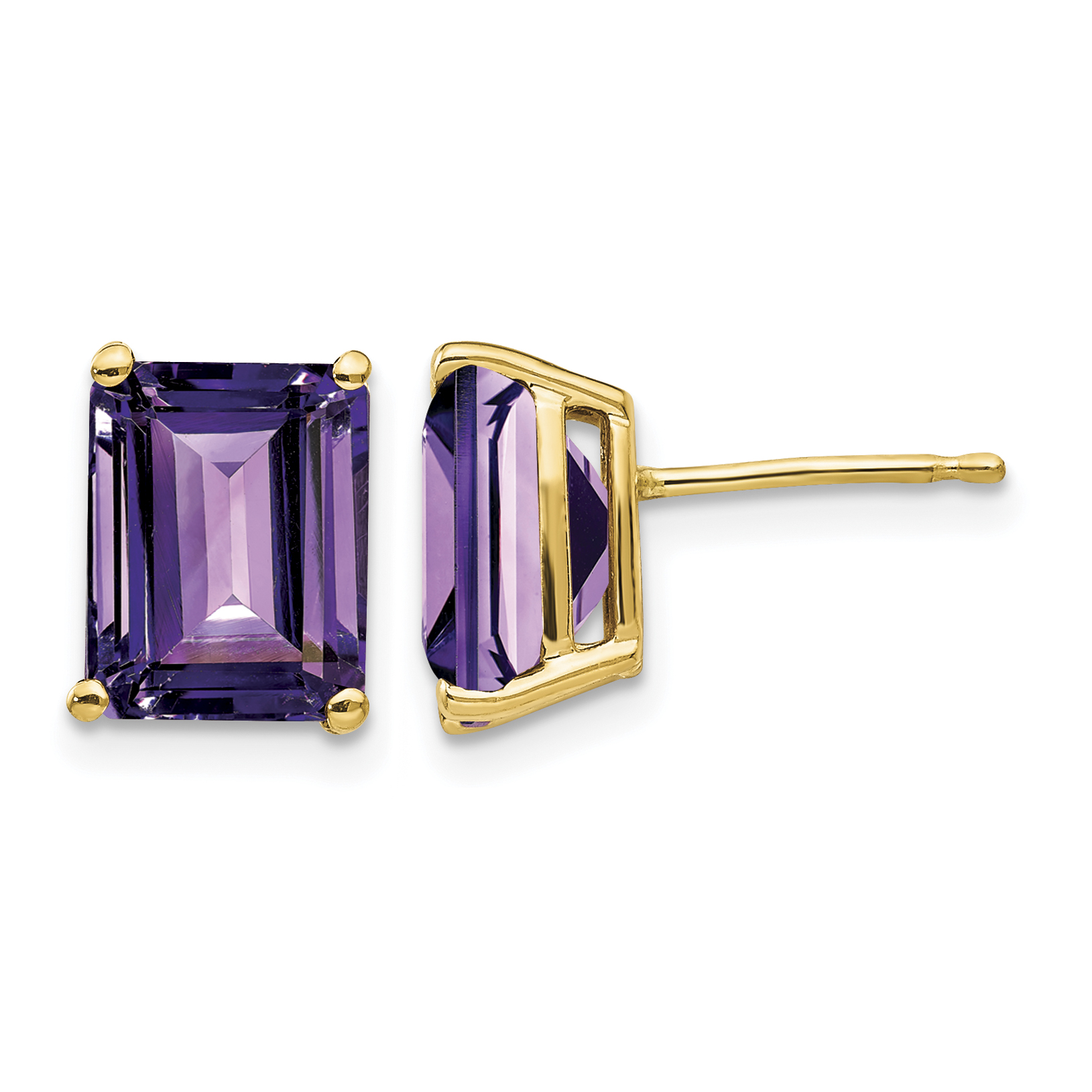 14k 9x7mm Emerald Cut Amethyst Earrings (XE68AM)