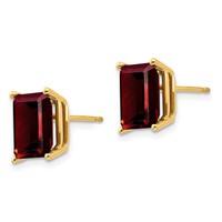 14K Yellow Gold 9x7mm Emerald-cut Garnet Post Earrings view 2