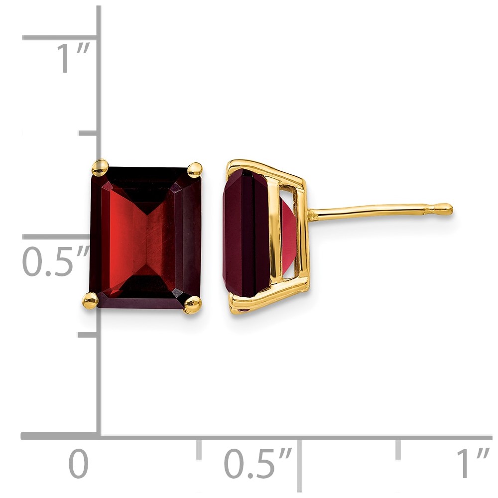 14k 9x7mm Emerald Cut Garnet Earrings (XE68GA)