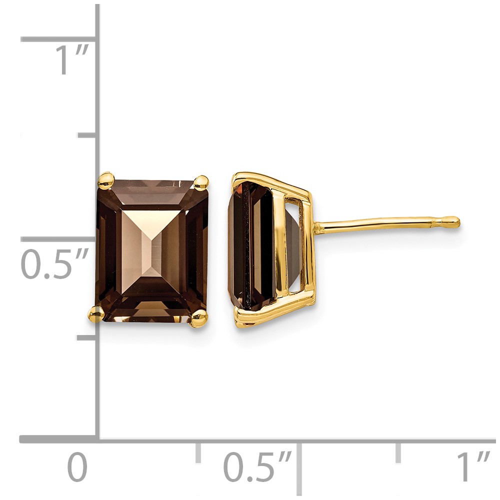 14k 9x7 Emerald Smoky Quartz Earrings (XE68SQ)