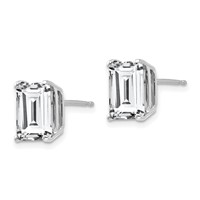 14K White Gold 9x 7mm Emerald-Cut Cubic Zirconia Post Earrings view 2