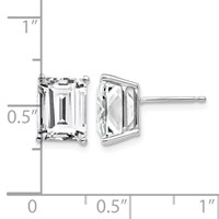 14K White Gold 9x 7mm Emerald-Cut Cubic Zirconia Post Earrings view 4