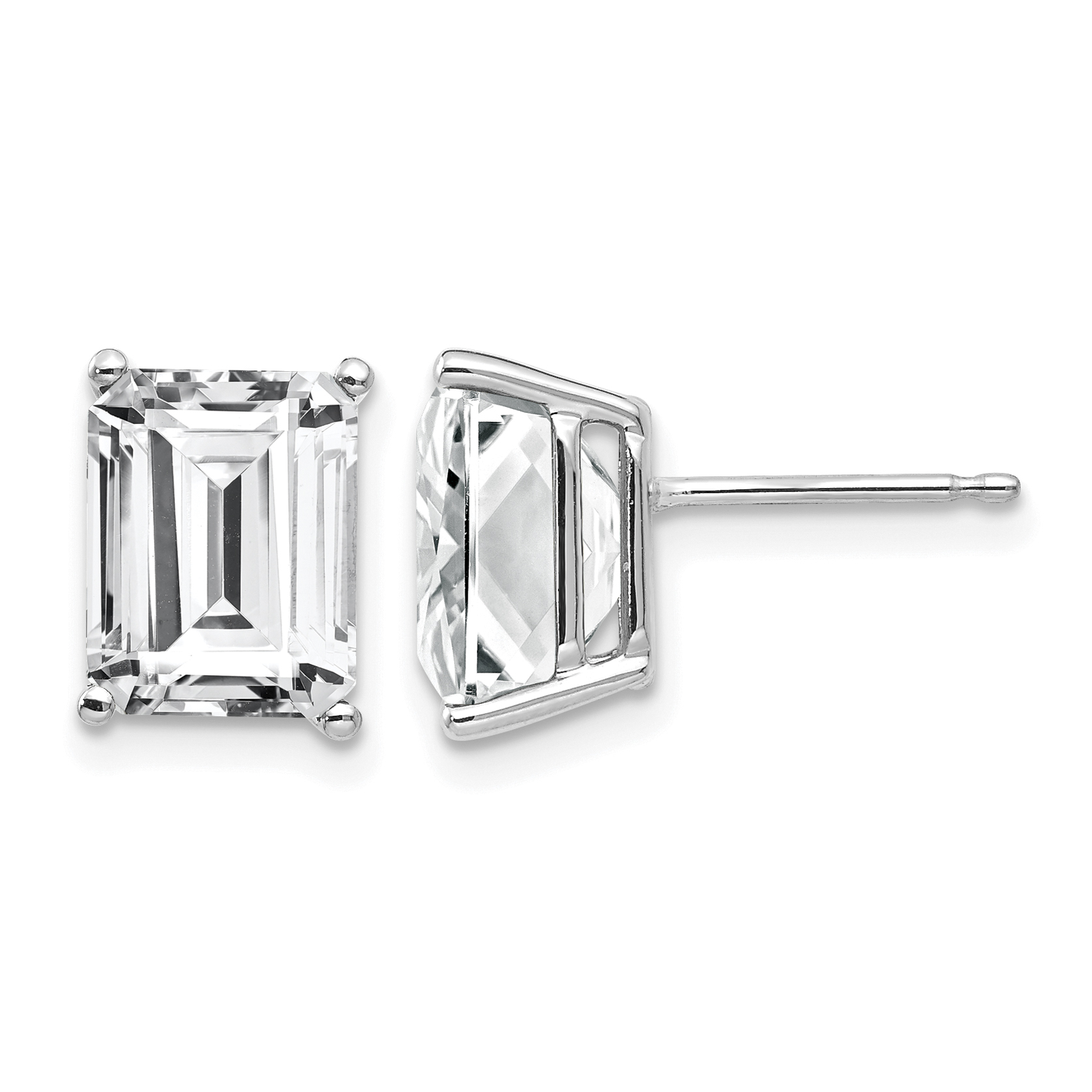 14k White Gold 9x7mm Emerald Cut Cubic Zirconia Earrings (XE68WCZ)