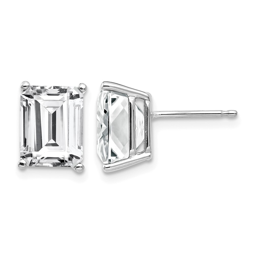 14k White Gold 9x7mm Emerald Cut Cubic Zirconia Earrings (XE68WCZ)