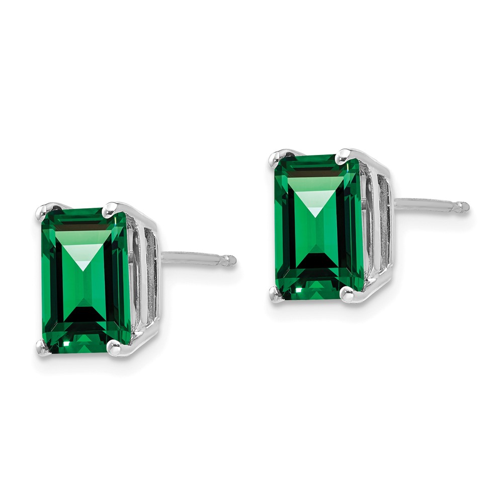 14k White Gold 9x7mm Emerald Cut Mount St. Helens Earrings (XE68WMS)