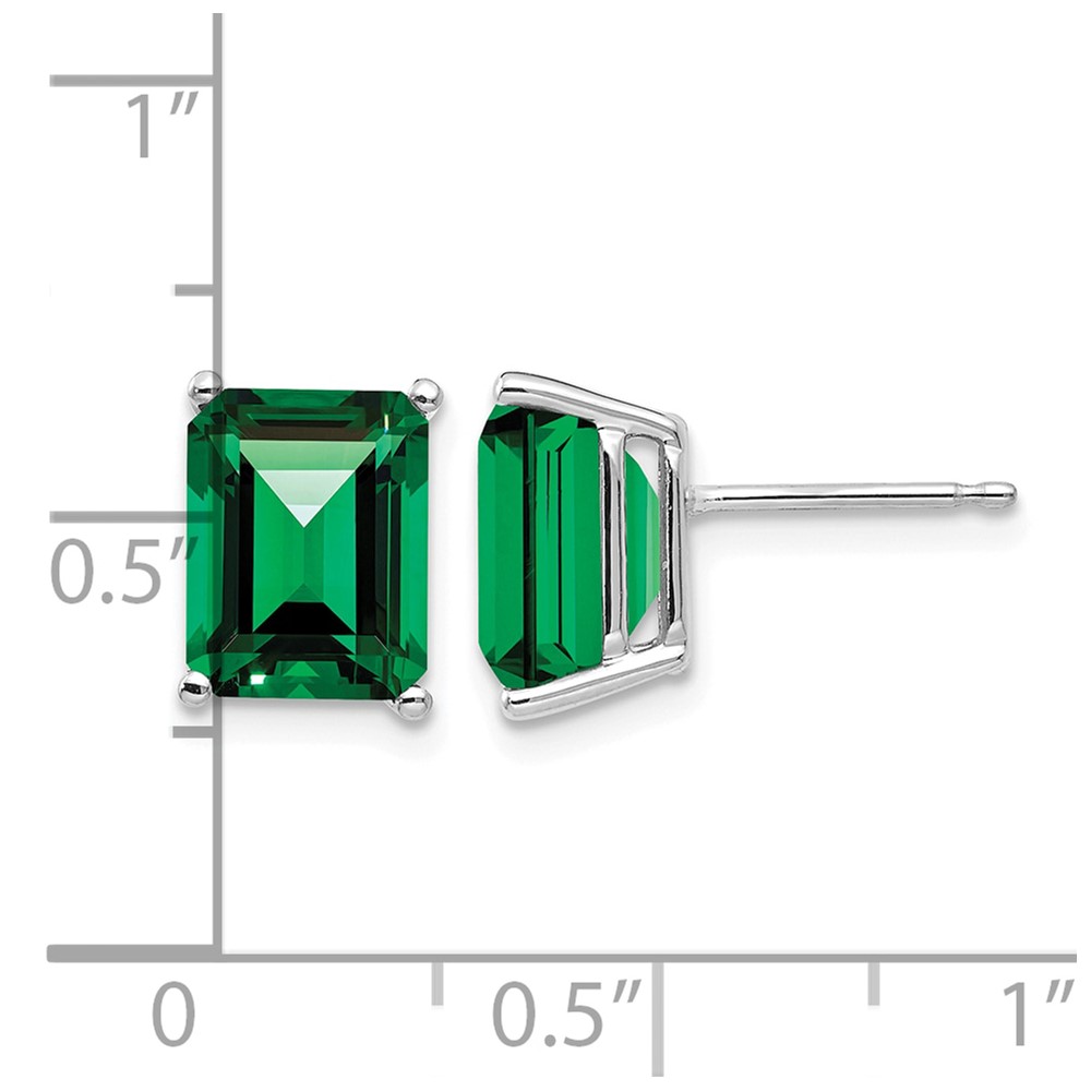 14k White Gold 9x7mm Emerald Cut Mount St. Helens Earrings (XE68WMS)