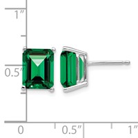 14K White Gold 9x 7mm Emerald-Cut Mount St. Helens Post Earrings view 4