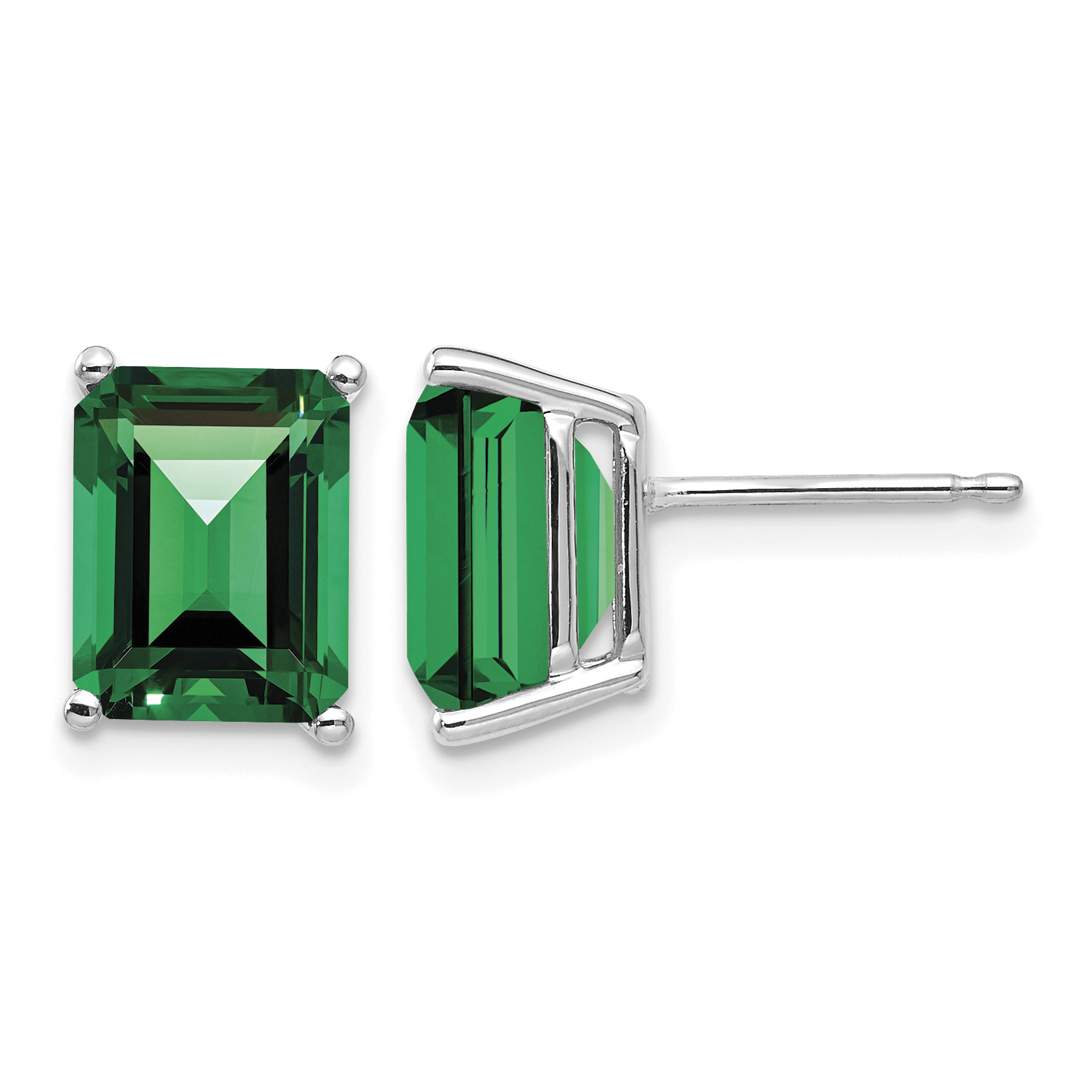 14k White Gold 9x7mm Emerald Cut Mount St. Helens Earrings (XE68WMS)
