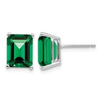 14K White Gold 9x 7mm Emerald-Cut Mount St. Helens Post Earrings view 1