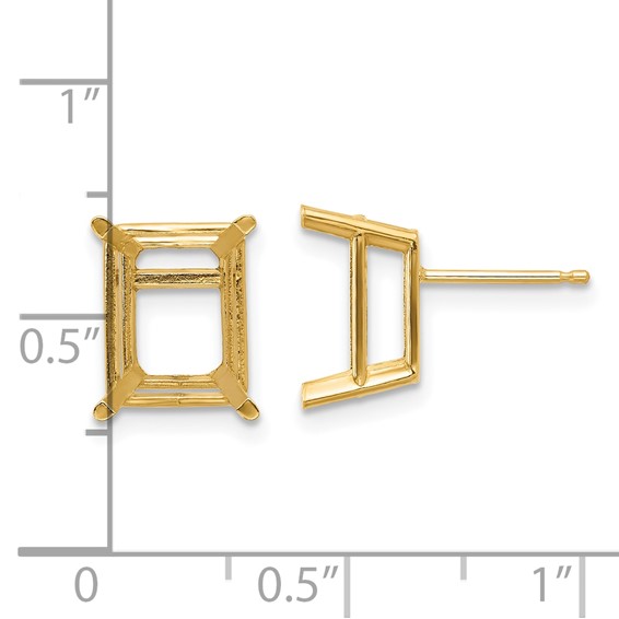 14k 10x8mm Emerald Post Earring Mountings