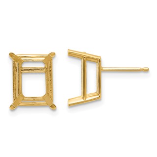 14k 10x8mm Emerald Post Earring Mountings