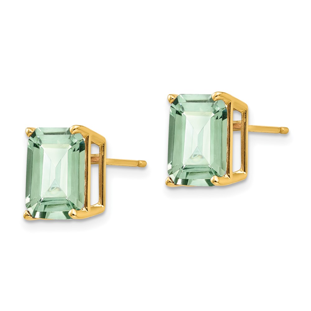 14k 10x8 Emerald-Cut Green Quartz Earrings (XE69AG)