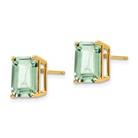 14K Yellow Gold 10x 8mm Emerald-Cut Green Quartz Post Earrings view 2