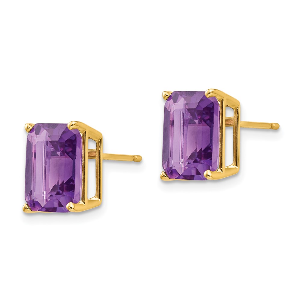 14k 10x8mm Emerald Cut Amethyst Earrings (XE69AM)