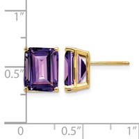 14K 10x8mm Emerald-Cut Amethyst Post Earrings view 4