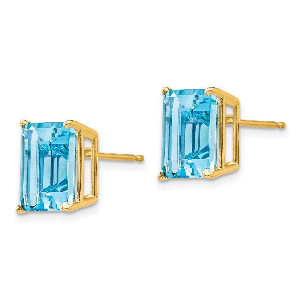 14k 10x8mm Emerald Cut Blue Topaz Earrings (XE69BT)