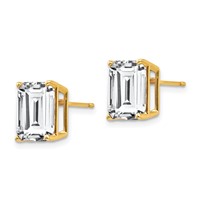 14K Yellow Gold 10x8mm Emerald-Cut Cubic Zirconia Post Earrings view 2