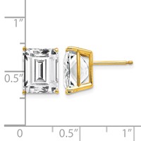 14K Yellow Gold 10x8mm Emerald-Cut Cubic Zirconia Post Earrings view 4
