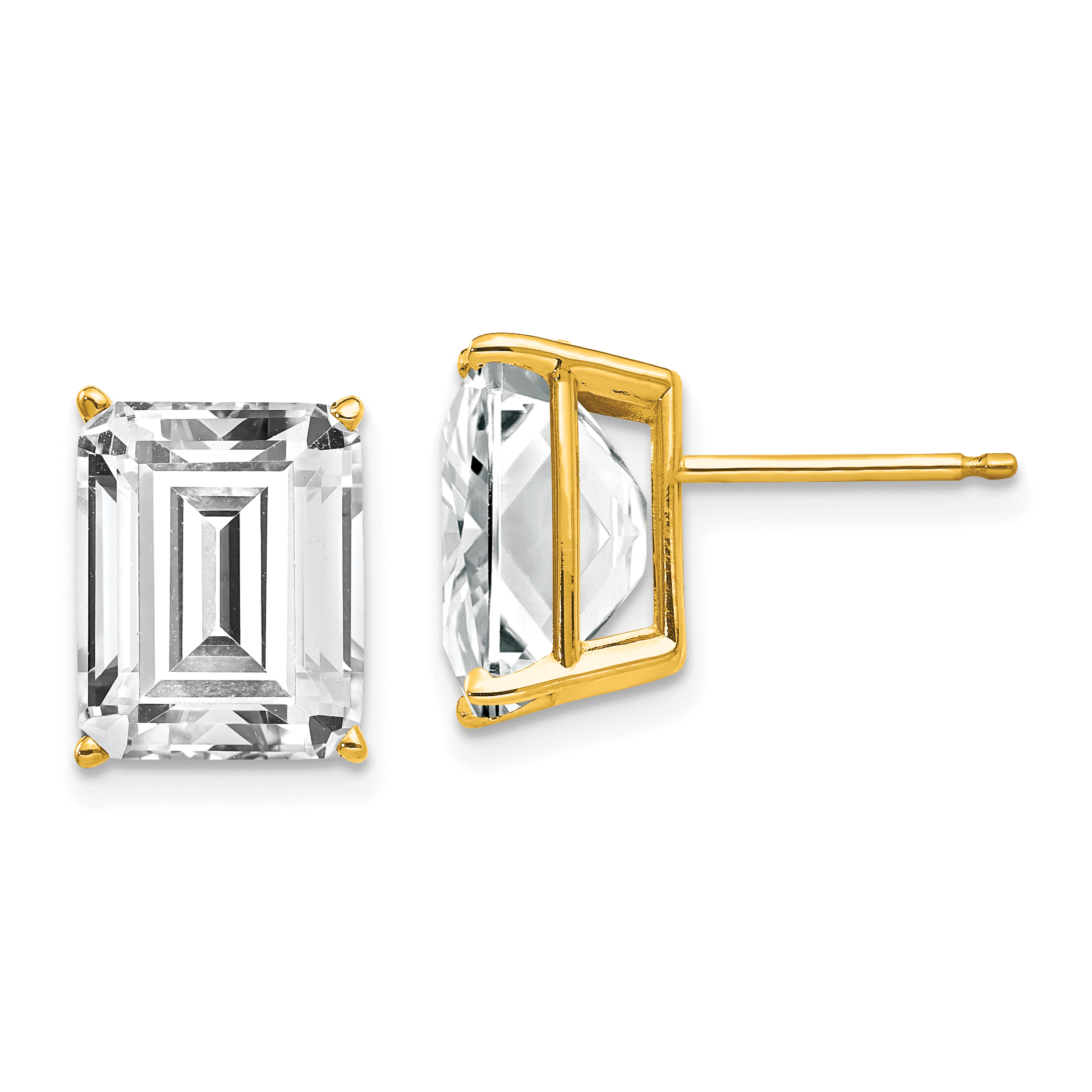 14k 10x8mm Emerald Cut Cubic Zirconia Earrings (XE69CZ)