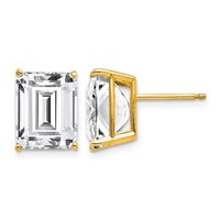 14K Yellow Gold 10x8mm Emerald-Cut Cubic Zirconia Post Earrings view 1