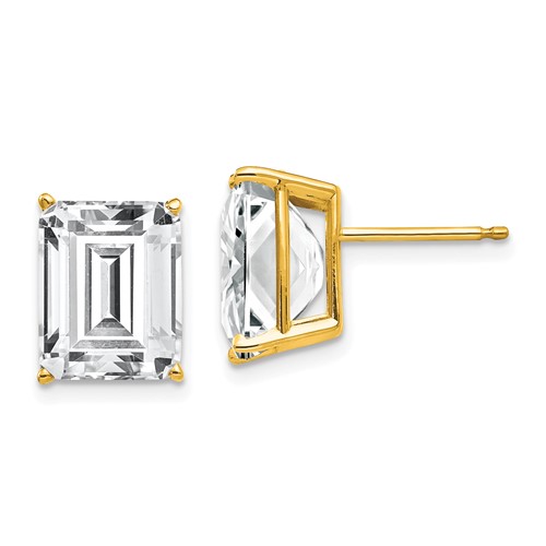 14k 10x8mm Emerald-Cut Cubic Zirconia Post Earrings