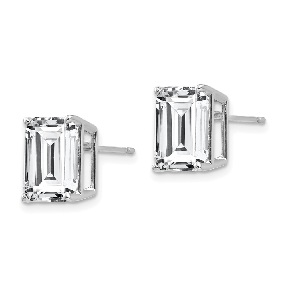 14k White Gold 10x8mm Emerald Cut Cubic Zirconia Earrings (XE69WCZ)
