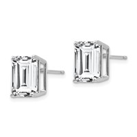 14K White Gold 10x8mm Emerald-Cut Cubic Zirconia Post Earrings view 2
