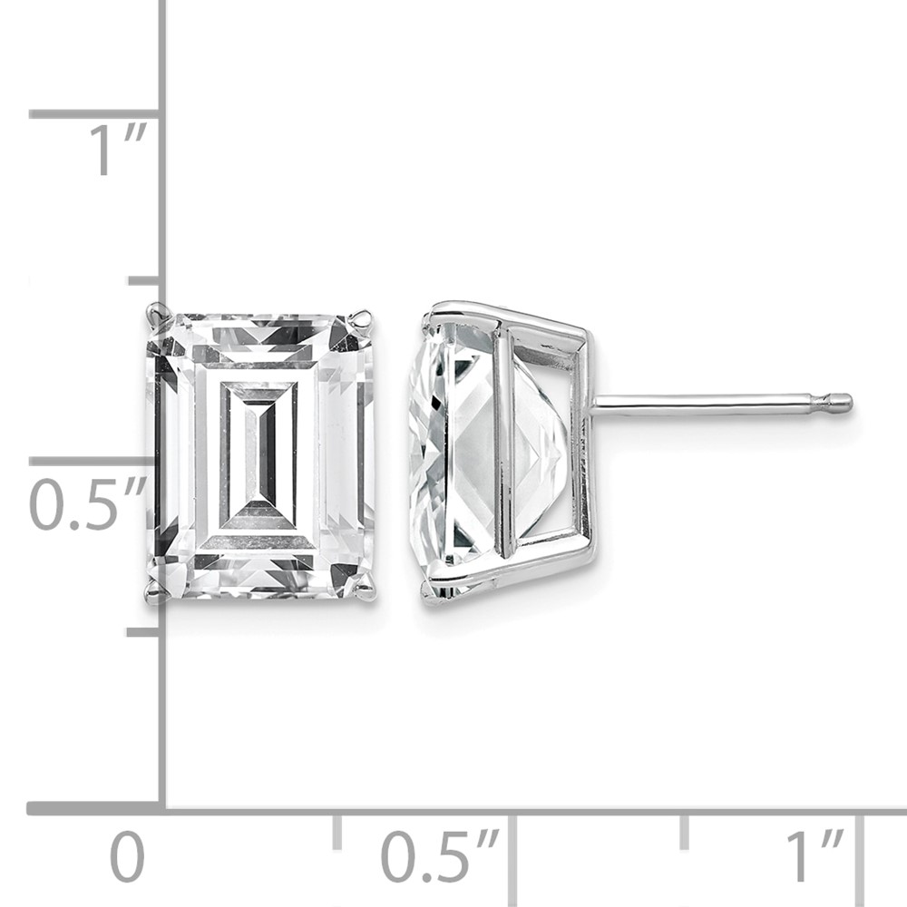 14k White Gold 10x8mm Emerald Cut Cubic Zirconia Earrings (XE69WCZ)