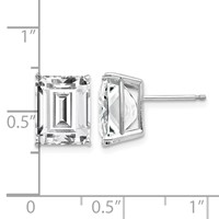 14K White Gold 10x8mm Emerald-Cut Cubic Zirconia Post Earrings view 4