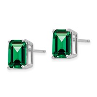 14K White Gold 10x 8mm Emerald-Cut Mount St. Helens Stud Post Earrings view 2