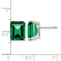 14K White Gold 10x 8mm Emerald-Cut Mount St. Helens Stud Post Earrings view 4