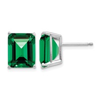 14K White Gold 10x 8mm Emerald-Cut Mount St. Helens Stud Post Earrings view 1