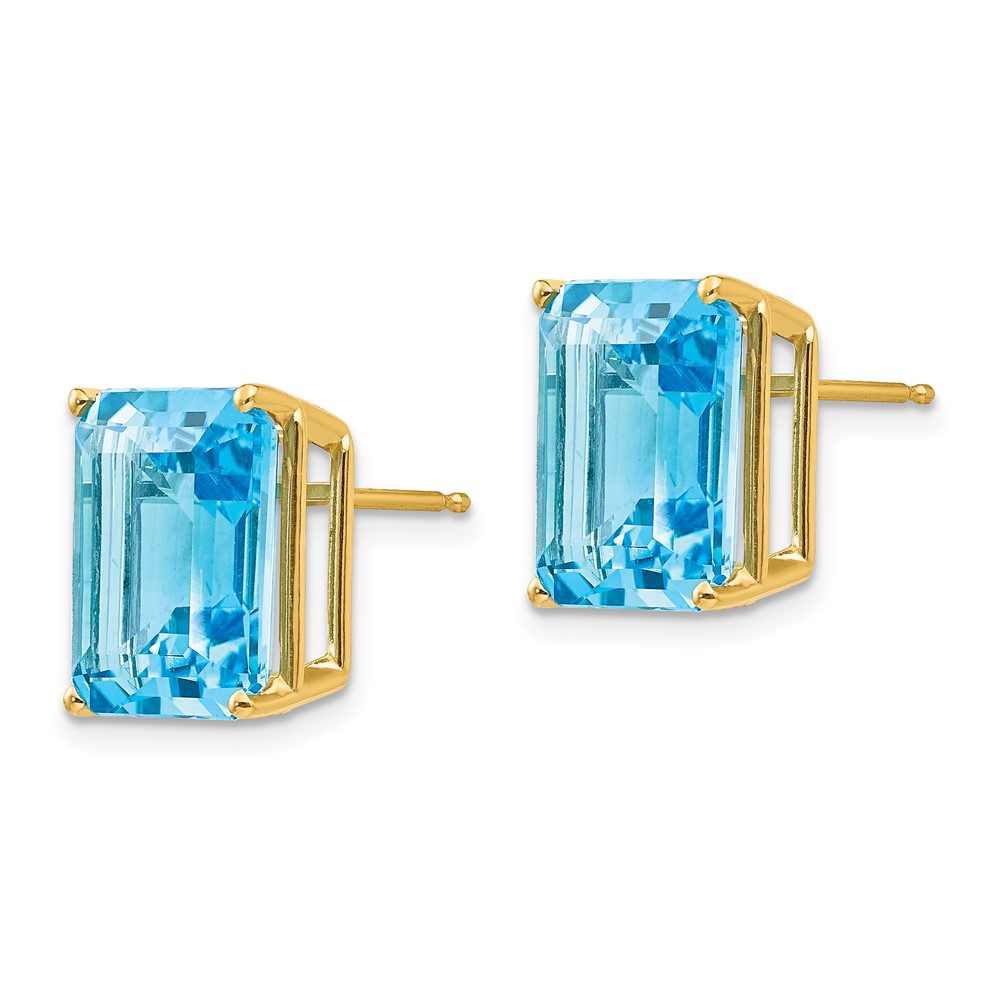 14k 12x10mm Emerald Cut Blue Topaz Earrings (XE70BT)