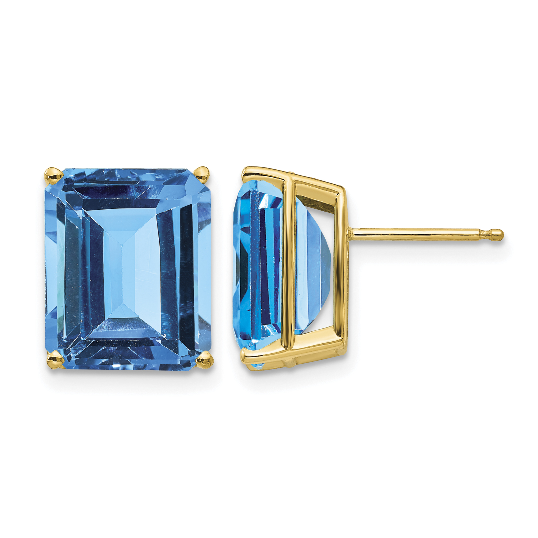 14k 12x10mm Emerald Cut Blue Topaz Earrings (XE70BT)