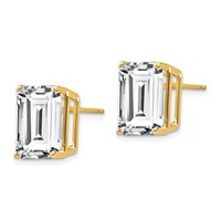 14K 12x10mm Emerald-Cut Cubic Zirconia Post Earrings view 2